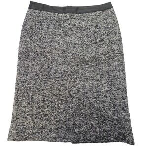 Boden Skirt Womens 12 Long Black White Tweed Pencil Knee Length Back Zip Boucle